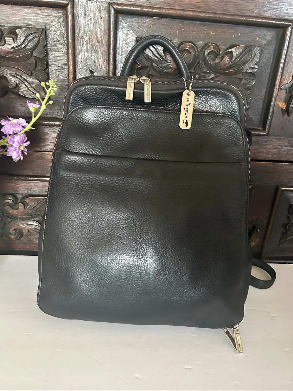 Ellington Black Leather Men's Backpack